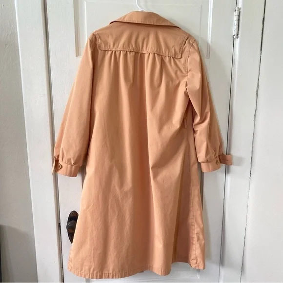 LONDON FOG Vintage Coral Trench Coat Women's Size 12 Petite Missing Belt - Picture 10 of 12